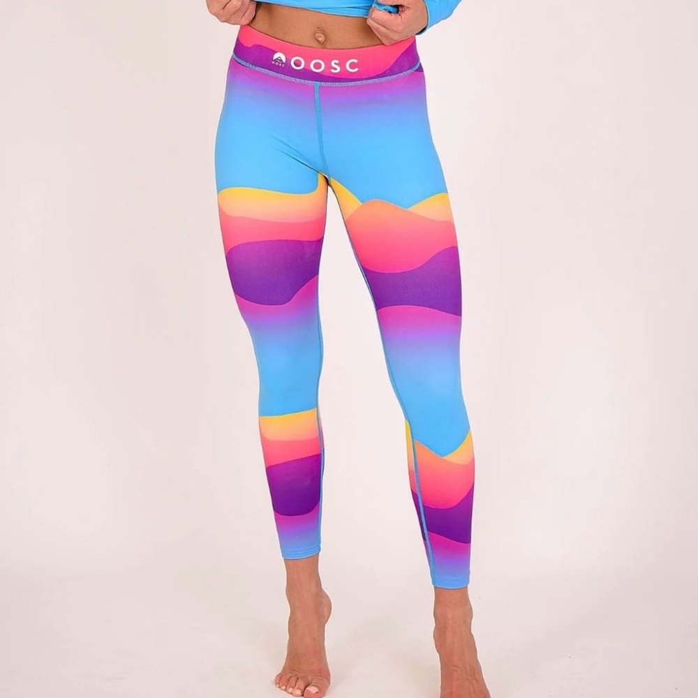 OOSC Womens Base Layer Mambo Sunset Leggings Athletic Pants Size S